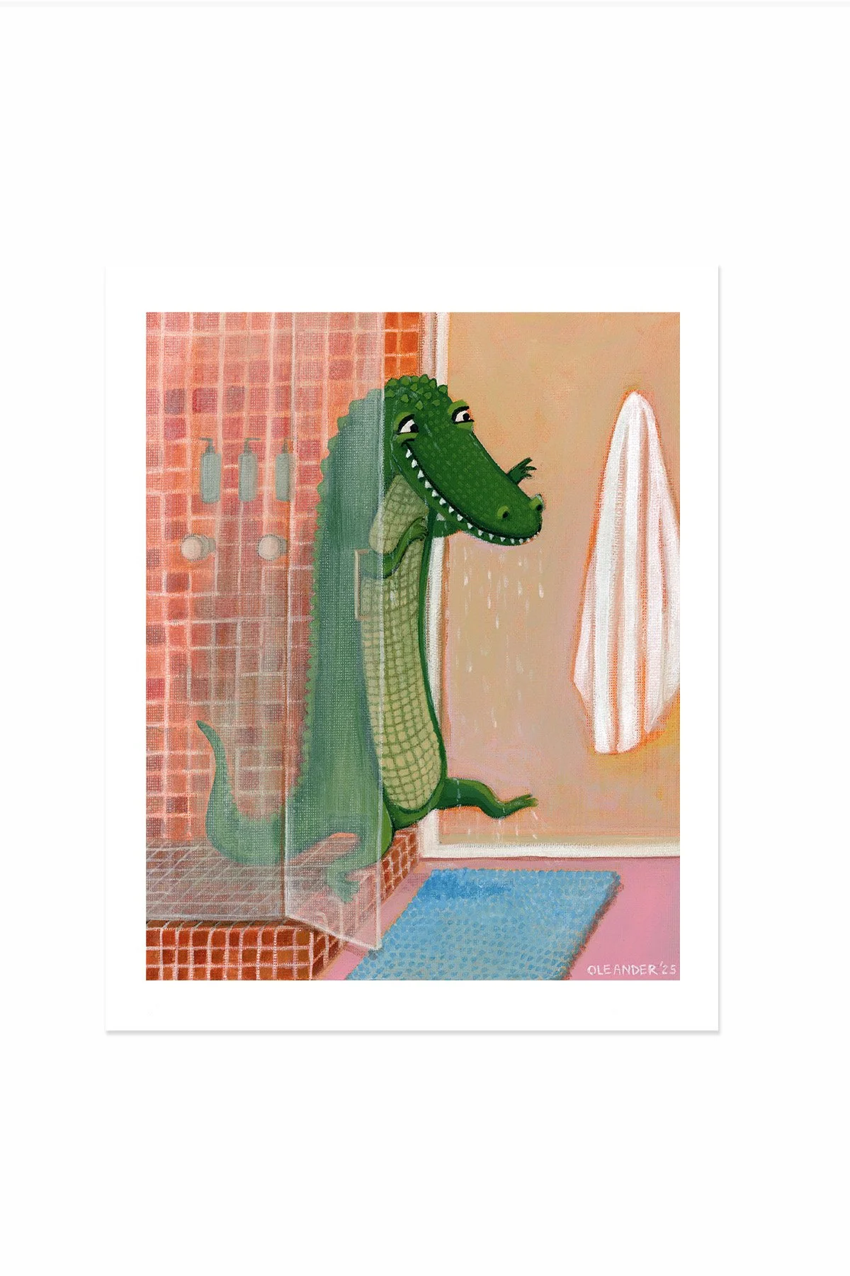 Crocodile Shower print by Amanda Oleander. — AMANDA OLEANDER
